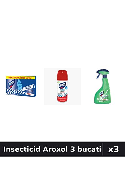 Aroxol Set 3 Insecticid - Pastile 60buc, Spray 100ml, 400ml - Protectie Completa