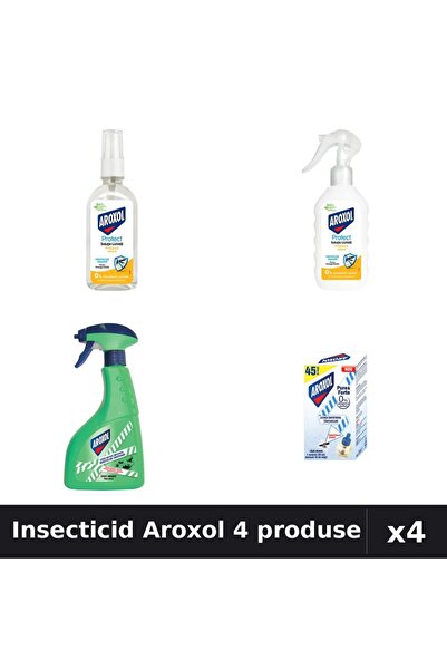 Aroxol Set 4 Insecticid - Loțiune Repelent 85ml, 200ml, Spray 400ml, Aparat E...