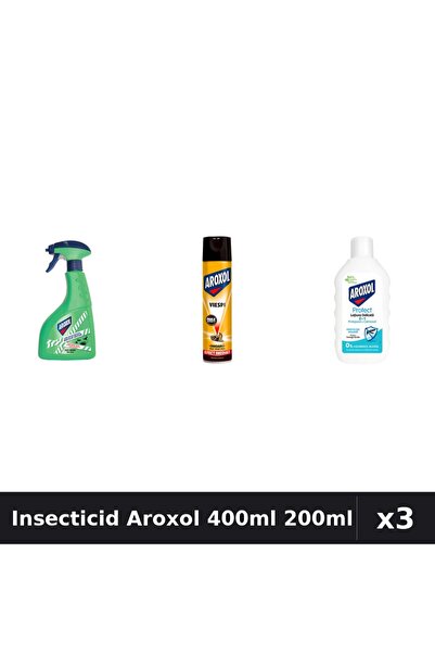 Aroxol Set 3 Spray Insecticid 400ml + Loțiune Repelent 200ml - Anti Insecte Casa