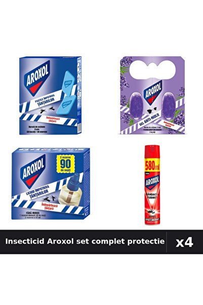 Aroxol Set 4 Insecticid - Pastile 30buc, Pastile 2buc, Aparat 45 nopti, Spray...