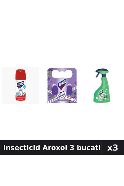 Aroxol Set 3 Spray Insecticid 100ml, 400ml + Pastile Anti-Insecte - Protectie...