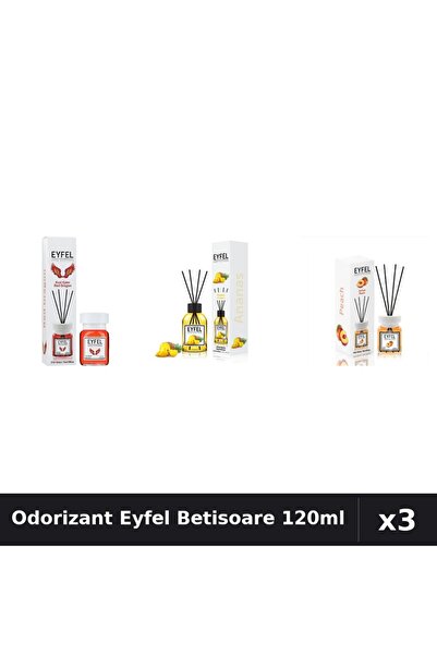 Eyfel Set 3 Odorizante Camera Betisoare 120ml - Ananas, Piersica, Red Dragon