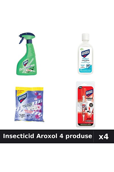 Aroxol Set 4 Insecticid - Spray 400ml, Loțiune 85ml, Spirale 20buc, 5g - Prot...