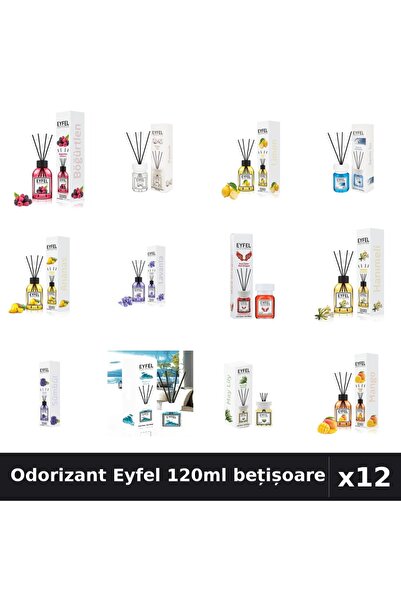 Eyfel Set 12 Odorizant Cameră cu Bețișoare 120ml - 12 Arome Asortate, Parfum ...