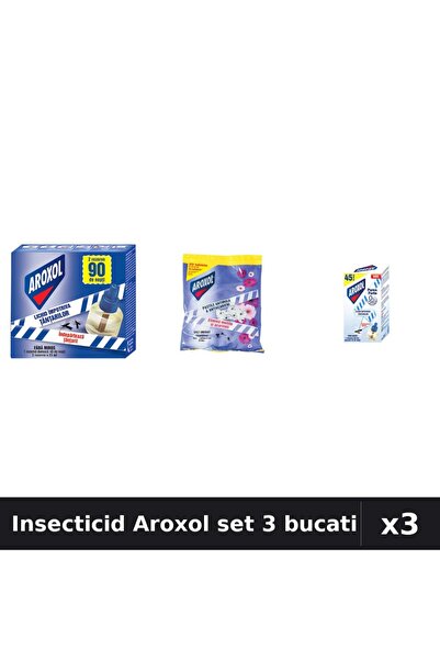 Aroxol Set 3 Insecticid - Aparat Electric 45 Nopti, Pastile Anti-Insecte 20 B...
