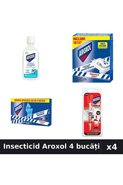 Aroxol Set 4 Insecticid - Loțiune Repelent 85ml, Pastile Anti-Insecte 60buc, 5g