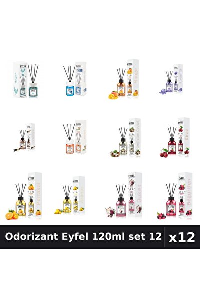 Eyfel Set 12 Odorizant Camera Betisoare 120ml - 12 Arome Asortate, Parfum Intens