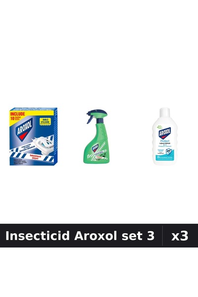 Aroxol Set 3 Insecticid - Spray 400ml, Loțiune Repelent 200ml, Pastile Anti-I...