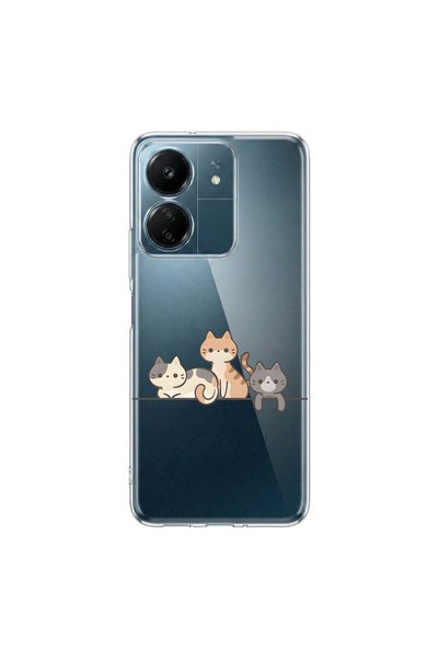 PPKin حافظة شفافة متوافقة مع Redmi 13C بتصميم Kedişler 4
