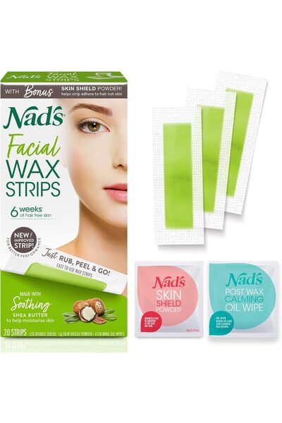 Nad's Hypoallergenic Facial Wax Strips for All Skin Types - 20 Strips + 4 Soo...