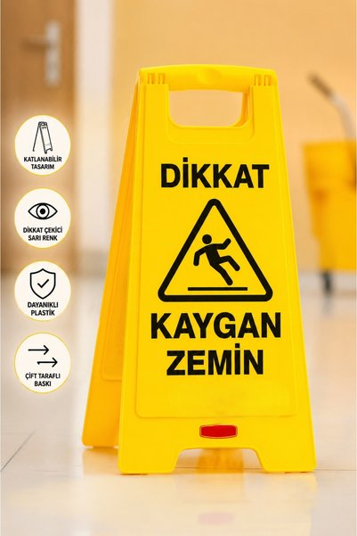 Primeaks Kaygan Zemin Uyarı Levhası Sarı Katlanabilir Dikkat Islak Zemin
