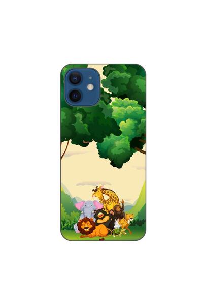 OEM Husa compatibila cu Apple iPhone 12 Silicon Gel Tpu Model Jungla cu Animale