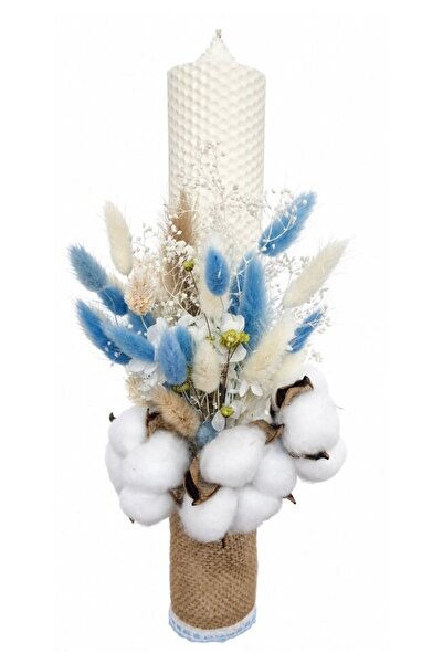PRICHINDEL Candle, honeycomb type, made of wax, with cryogenized flowers and ...