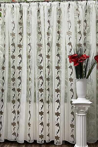 Liz Line Mechanically embroidered curtain, white color, from the "Roses and P...