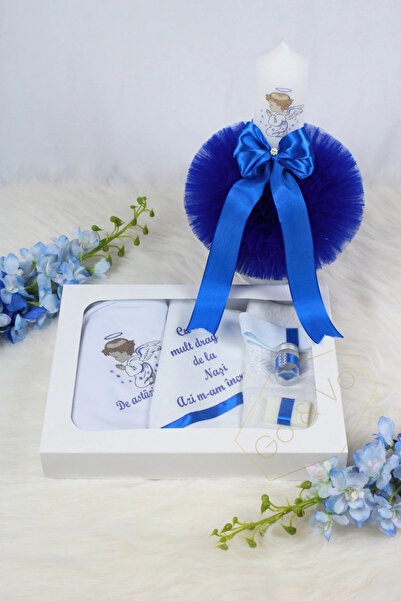 GoVo Kids Set complet trusou botez cu lumânare, Inger "Cu mult drag de la nas...