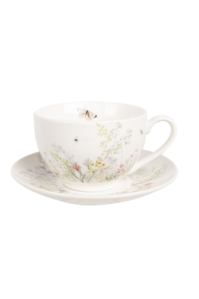 Clayre & Eef Set 4 multicolor porcelain cups Summer 12x9x6 cm, 14x2 cm, 250 ml