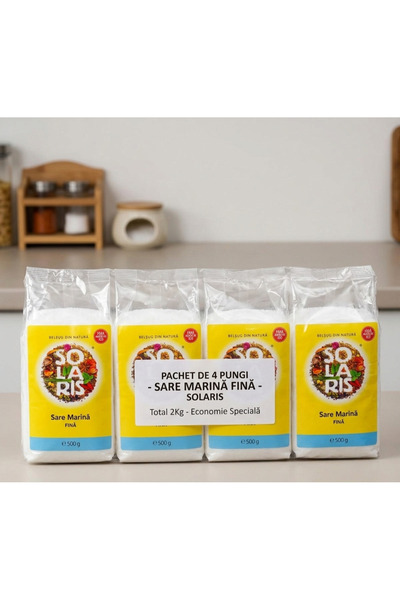 Solaris Plant Pack of 4x Fine Sea Salt 500g/ 100% Natural Salt