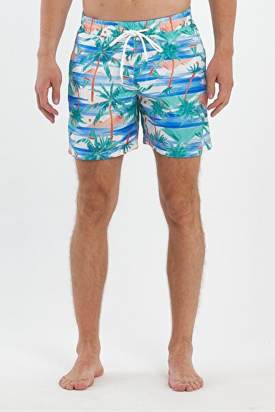 yakamor Patterned Pocketed Swim Shorts Desen24