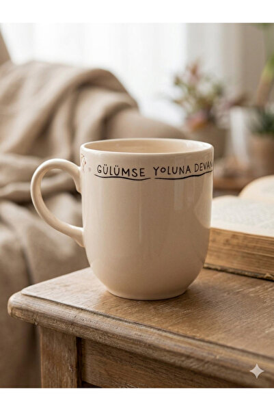 PALTO TASARIM Smile, Keep Going! Krem Juno Kupa - Gift Mug Cup