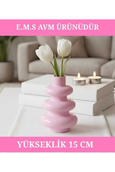 E.M.S AVM PASTEL PEMBE RENK BUBBLE VAZO MODERN SAKSI DEKORATİF VAZO SAKSI 15 ...