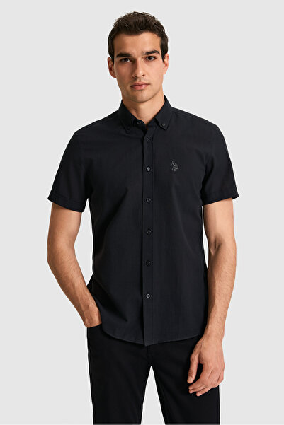 U.S. Polo Assn. Erkek Siyah Kısa Kollu Gömlek 50324727-VR046