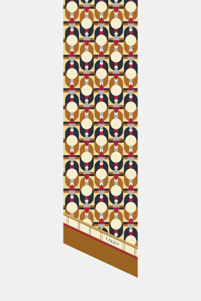 Vakko CAMEL GEOMETRİK DESENLİ TWILL FULAR