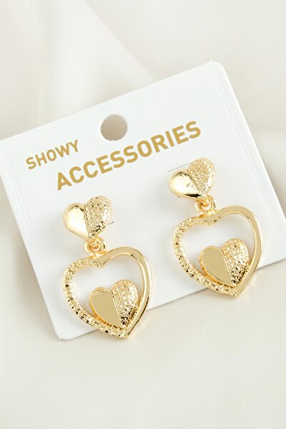 ZERO LAND Bi̇reycel Half Hoop Tr (154938) Metal Earrings-Yellow