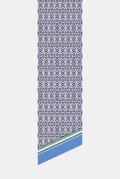 Vakko MAVİ ÇİÇEK DESENLİ TWİLL FULAR