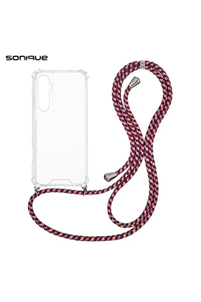 Sonique Θήκη Σιλικόνης με Κορδόνι Armor Clear Realme C65 4G Rainbow Μπορντό
