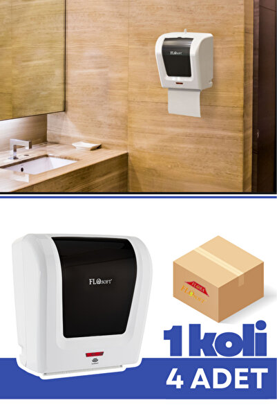 Flosoft F047 Sensörlü Fotoselli Kağıt Havlu Dispenseri 4 Adet, Temassız Hijye...