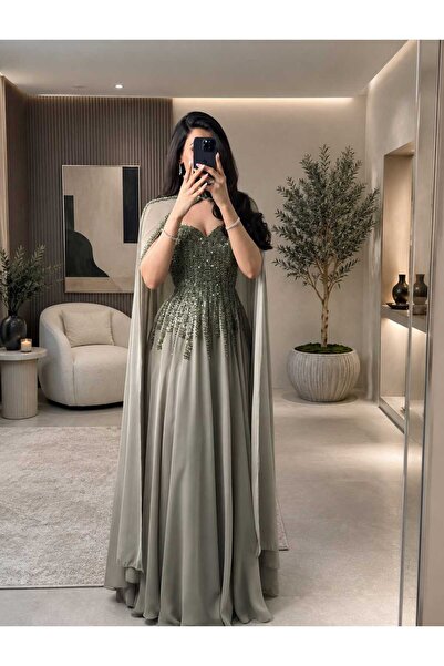 BYNAN فستان نسائي سهرة مع كاب