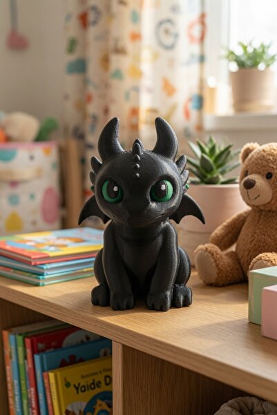 MYCRAFT3D Hareketli Kuyruklu Ejderha Figürü Toothless Dekoratif Masa Üstü Obj...