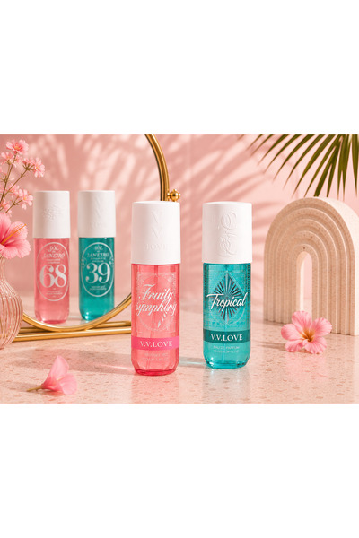 V.V LOVE Set 2 spray-uri de corp pentru femei, 90 ml + 90 ml, cu arome diferite