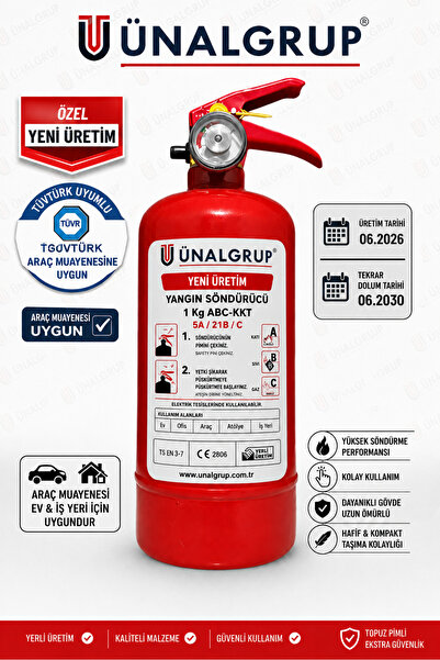 ünalgrup 1 Kg KKT Yangın Söndürücü – , Tüvtürk Uyumlu, Araç Muayenesine Uygun...