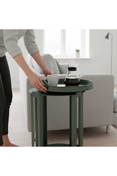 UYART HOME Çıkarılabilir Tepsili Metal Yan Sehpa – Modern Siyah Zigon Sehpa, ...