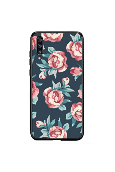 Other Samsung A70 Purple roses Black Glossy Θήκη