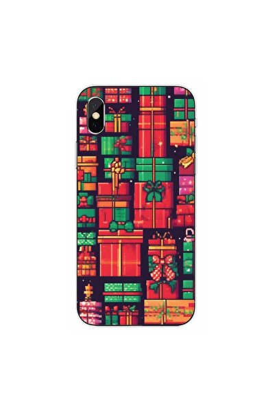 OEM Калъф, съвместим с Apple iPhone X, силиконов гел TPU, с пикселен арт диза...