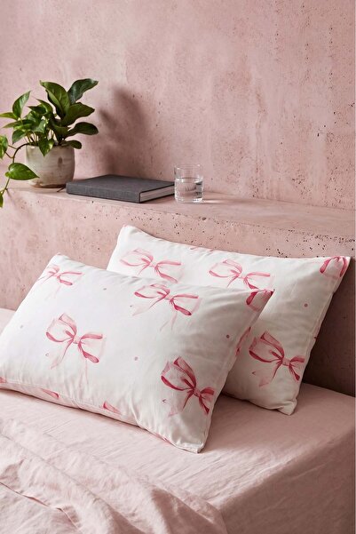Rivaİstanbul Ribbon Patterned Cotton 2-Piece Pillowcase 50X70 cm