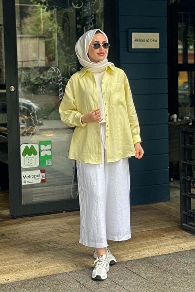 QOOQ STORE QOOQ Lidya Gömlek 26SS228 Limon Sarısı