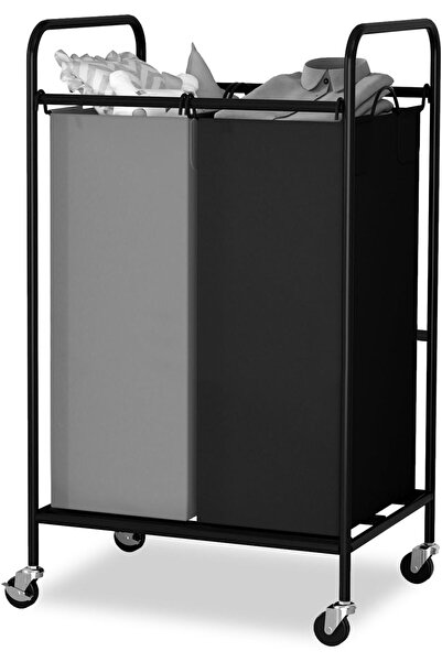Garvee 2-Bag Laundry Basket Hamper, Heavy Duty Laundry Sorter Cart with Locka...