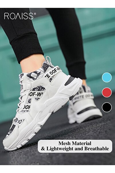 ROAISS Men Stylish Chunky Sneakers, Lace up Non Slip Platform Shoes, Versatil...