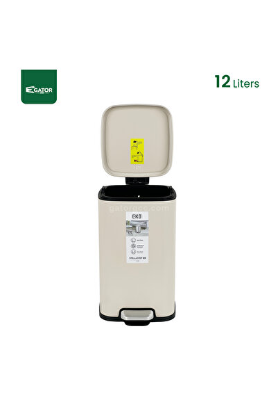 EKO Stainless Steel Color coated Slow Cloasing Bin 12L Beige