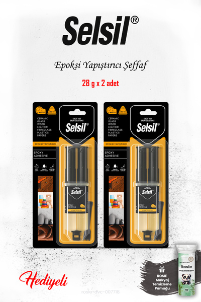 Selsil 2 adet Şırınga Epoksi Yapıştırıcı Şeffaf, ROSIE