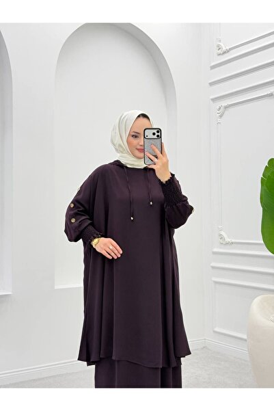 moda4b Γυναικείο Σετ Δύο Τεμαχίων: Τουνίκ με Κουκούλα και Άνετη Φούστα από Με...