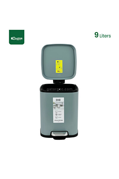 EKO Stainless Steel Color coated Slow Cloasing Bin 9L Blue