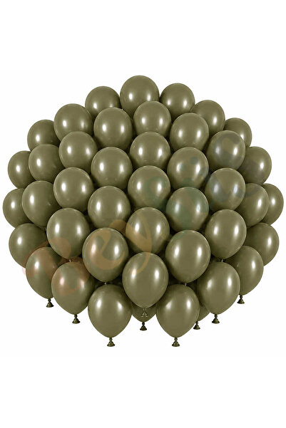 BeySüS Olive Color Latex Retro Balloon (30 cm) - 50 Pieces