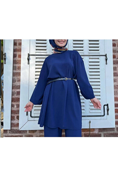 modacofashion Krep Kumaş Lastikli Pantolon Tunik İkili Takım