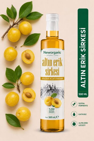 New Organic Geleneksel Altın Erik Meyve Sirkesi 500 ml || Katkısız ve Koruyuc...