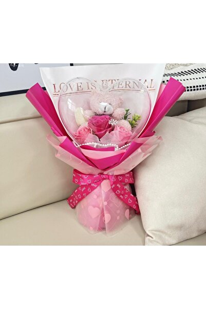 CRAFT AND CREATIONS باقة ورد على شكل قلب مع إضاءة LED رومانسية