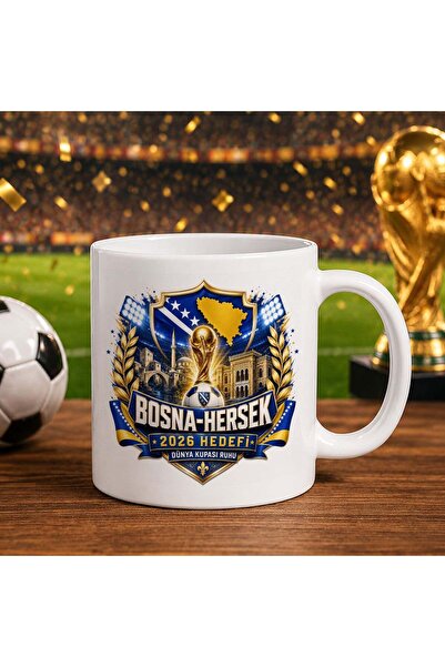 Bk Gift Bosnia and Herzegovina Fan Themed World Football Cup Designed White T...